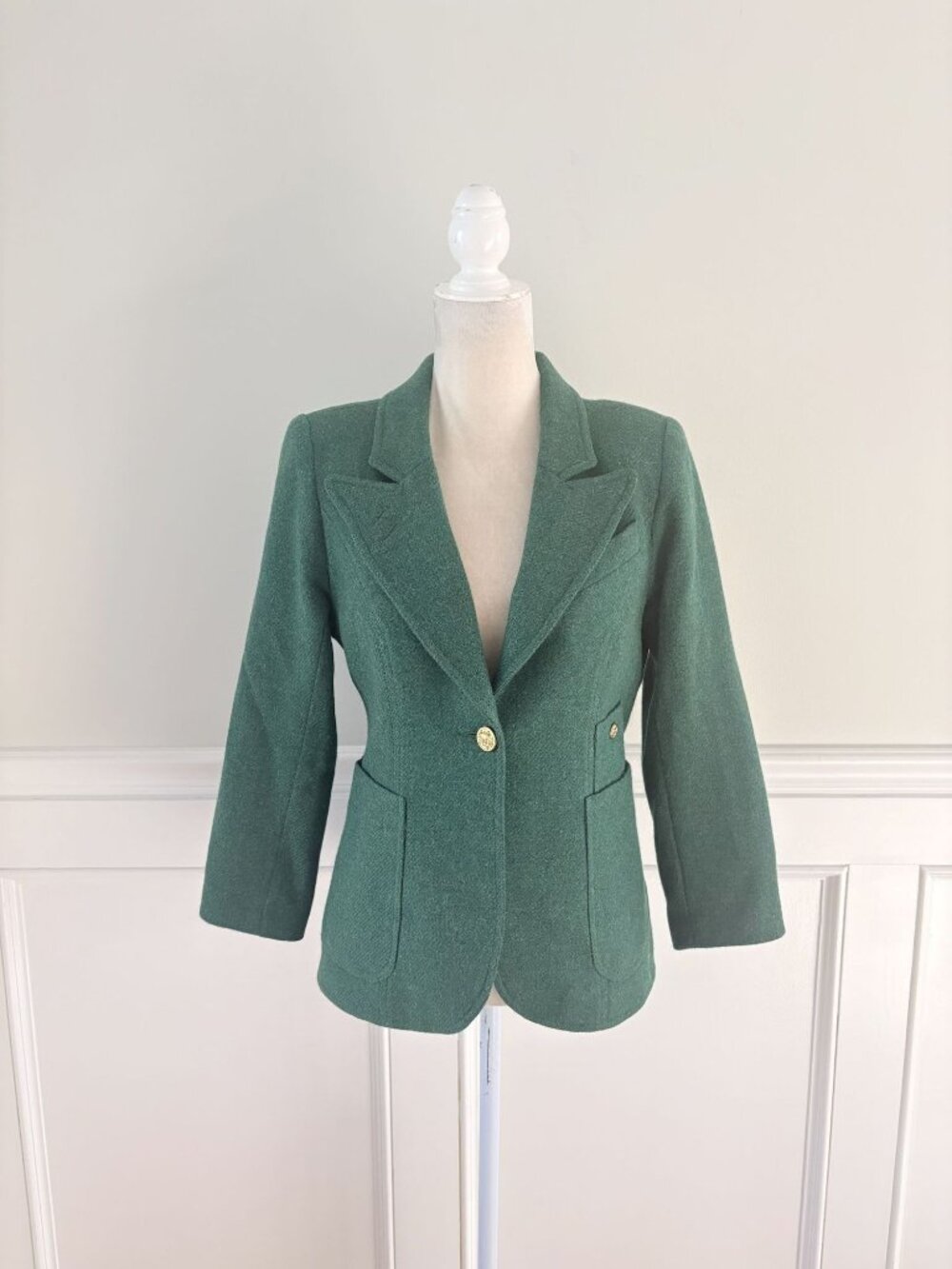 Smythe Green Wool Cashmere Blend Blazer Suede Elbow Patches 10